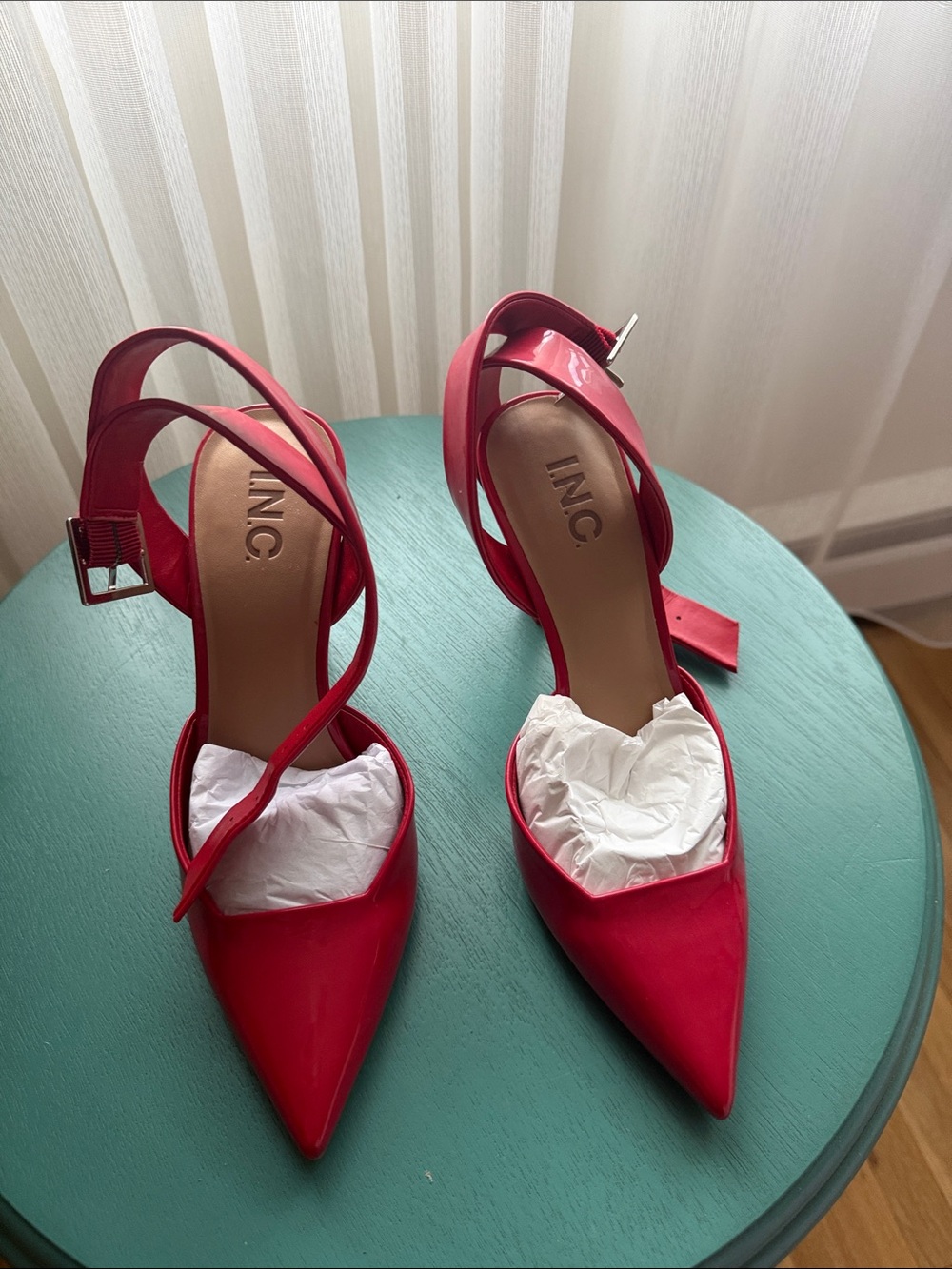 INC International Concepts Bright Red Pointed-Toe Ankle-Strap Heels